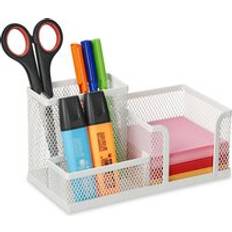 Bianco Organizzatori da Scrivania Relaxdays Portaoggetti da Scrivania 3 Box Portatutto Design Metallo Organizer Portafoglietti Portapenne Bianco