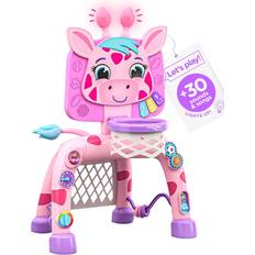 Giraffe Basketball Hoop & Soccer Goal Activity Center 30 Sounds & Songs 5 Lights 1 2 3 Year Old Birthday Gift for Boys and Girls Toy for Baby & Toddlers Pink