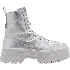 Silver - Women Boots NIKE Air Jordan 1 Brooklyn - Metallic Silver/Neutral Grey