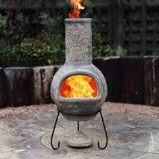 Wulfryc Stylised Grey Wolf Mexican Chimenea Clay