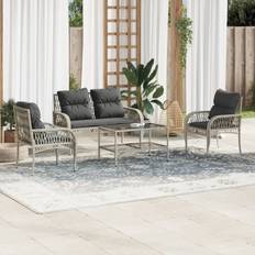 Rattan Sintetico Set da Lounge da Esterno vidaXL Divano Giardino 4 Pz Grigio Chiaro Set da Lounge da Esterno