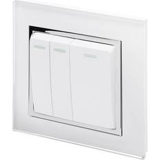 Retrotouch 1x intermediate 2x 2 way 10a rocker light switch white glass ct 00232