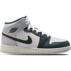 Nike Ragazzo Scarpe per Bambini Nike Air Jordan 1 Mid SE GS - White/Sail/Neutral Grey/Oxidized Green