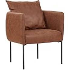 Faux Leathers Armchairs Beliani Stylish Faux with Cushion Retro Style Armchair