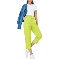 Cargo Trousers - Yellow Roman Cotton Elastic Waist Cropped Cargo Trousers - Lime