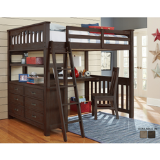 Kid's Room Highlands Collection Espresso Full Loft Bed With Desk