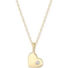 Macy's Accent Solid Heart Pendant - Gold/Diamond