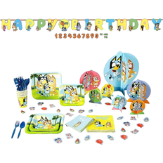 Fun Express Plates, Cups & Cutlery Bluey Birthday Party Tableware Kit 74-pack