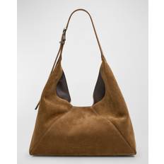 Suede Handbags Brunello Cucinelli Buckle Suede Hobo Bag BROWN