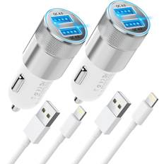 [Apple MFi Certified] iPhone Fast Car Charger, Dual USB A Rapid Car Charger with 2x3Ft Lightning Cable Cord Compatible for iPhone 14/13/12/11/Pro Max/XS/XR/X/8 Plus/7/SE, iPad, Airpods