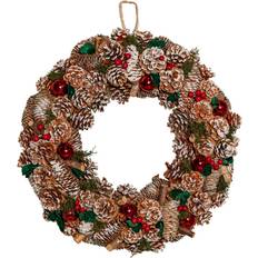 Samuel Alexander YuleFest Wreath with Baubles Brown/Red Decoration 50cm
