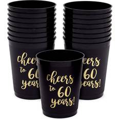 Plastic Cups Great Value Plastic Cups Cheers to 60 Years Black/Gold 16-pack