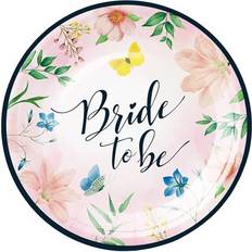 Bride To Be Flowers Papperstallrik 6-pack