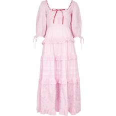 Embroidery - Midi Dresses Damson Madder Rebecca Bow Back Dress - Pink Broderie