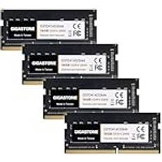 Gigastone 【DDR4 RAM】 64 GB kit 4 x 16 GB DDR4 2666 MHz 2 400 MHz eller 2 133 MHz PC4-21300 PC4-19200/17000 CL19 1,2 V SODIMM 260 stift obuffrad bärbar dator med hög prestanda Minnesuppgradering