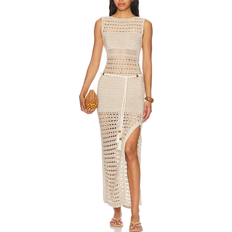 Vestidos Retrofete Knit Crochet Dress - Metallic Ivory Bronze