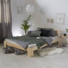 Homestyle4u Sängar & Madrasser Homestyle4u Doppelbett Holzbett Futonbett 90 Bettrahmen