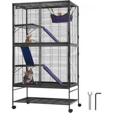 Pets VEVOR 64.6" metal small animal cage 4-tier rolling ferret tray