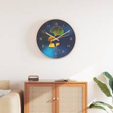 Blue Wall Clocks vidaXL Quartz Round Gold Wall Clock