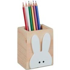 Desktop Organizers on sale Relaxdays Pen Holder, Cute Bunny Motif, Stationery & Small Items Pine