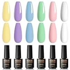 Rosalind UV-nagellack Pastell, 6 färger Mini Shellac Nail Polish Gel