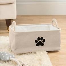 OHS Basket Dog Toy Box Bin Handles Collapsible Puppy Essentials