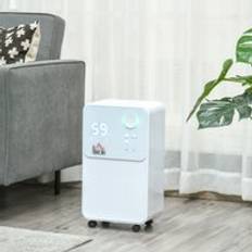 Air Treatment on sale Homcom 12L/Day 2000ML Portable Quiet Dehumidifier for Laundry Bedroom Basement, Electric Moisture Air De-Humidifier with 4 Modes