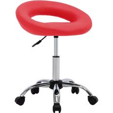 Adjustable Backrest - Rotatable Office Chairs vidaXL Rolling Work Red Faux Leather Office Chair