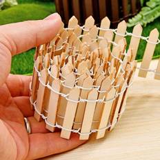 pc Mini Wooden Fence Miniature Fence For Fairy Garden Micro Landscape Flower