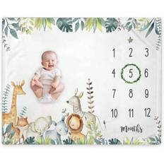 Shein Baby Monthly Milestone Blanket Jungle Animals Baby Month Blanket Baby Boy Blanket Growth Chart Nursery Decor Includes Marker White