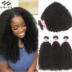UNice kinky curly 1/3 bundles human hair weaves peruvian virgin hair extensions 14"+16"+18"=300g