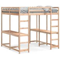 Loft Beds vidaXL Loft bed with desk and ladder wood pine