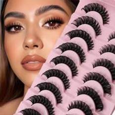 Makeup Shein 10 Pairs 5D Eyelashes Fluffy Natural Foxy Eye Lifting Extension Full Strip Lengthen Volumize Outer Corner Beauty Makeup