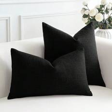 Shein 1pc Luxury Linen Decorative Square Pillow Case, Suitable For Sofa, Living Room, Bedroom, Farmhouse, Also Can Be Used As Gift, Applicable For All Seasons Pillow Case Black (40x40cm)