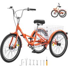 Tricycle Bikes VEVOR Folding Adult Tricycle, 20-Inch Adult Folding Trikes, Lightweight Aluminum Alloy 3 Wheel Cruiser Bike with Large Rear Basket, Picnic Tricycles