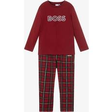 Röda Pyjamasar Barnkläder BOSS Kids' Pyjamas Cotton Logo and Checked Pattern - Cotton