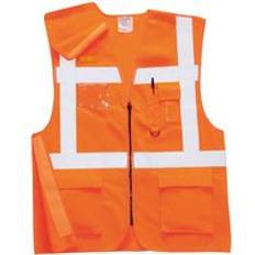 L Work Vests Portwest Executive RIS Rail High Vis Vest Orange