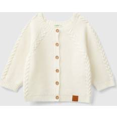 9-12M Cardigans United Colors of Benetton Cardigan Con Trecce In Misto Lana Riciclata 82 - Bianco