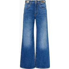 Rabanne Metallic Detalj High-Rise Boyfriend Jeans - Blue
