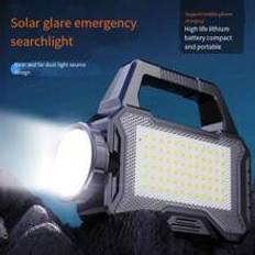 Shein High Power Cob Solar Flashlight Portable Handheld Torch With Rechargeable Battery & Power Bank Function, Long Endurance