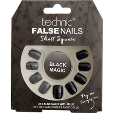 Technic false nails short square black magic