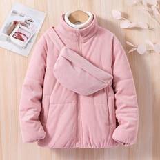 Corduroy Outerwear Shein Tween Girl pc Zip Up Corduroy Padded Coat Bag