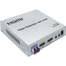 YINGHUA 20Km 4K 60Hz HDMI KVM Fiber Extender over LC Fiber Optic Cable HDMI over Fiber USB KVM Extender with SFP Support Keyboard MouseUK Plug