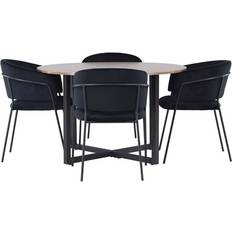 Ebuy24 Durango Spisebordssæt Bord Valnød Dekor Og 4 Selma Stole Sort Spisebord