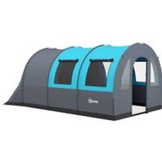 Camping & Outdoor OutSunny 3000mm Waterproof Camping Tent, 5-6 Man Family Tent with Living and Bedroom, Carry Bag Included, Grey and Blue Aosom UK