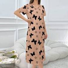 Shein Fashionable Women Butterfly Allover Print Short Sleeve Nightgown