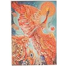 Paperblanks 12-Monatskalender Flexi 2025 Feuervogel, Midi, Tagesüberblick