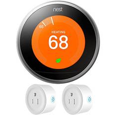 Plumbing Google Nest learning thermostat 3rd generation stainless steel t3007es Silver