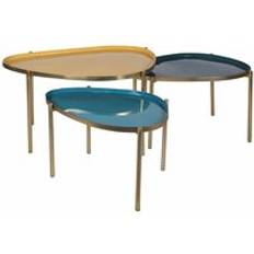 Jaune Tables Basses Miliboo Tables Basses Gigognes Laquées Moutarde 3 pcs Table Basse