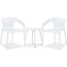 Plastique Ensembles repas de patio Homestyle4u Salon Jardin Table et 2 Chaises en Blanc Ensemble repas de patio